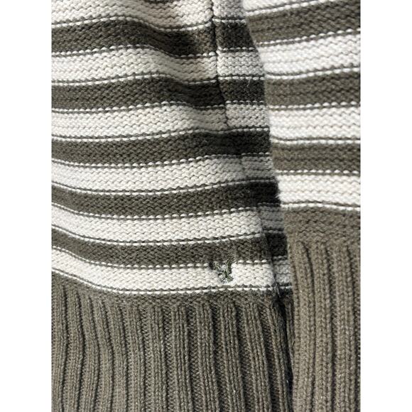 Vintage AE Olive Green & Cream Striped Cotton Sweater Size Large - Picture 3 of 6